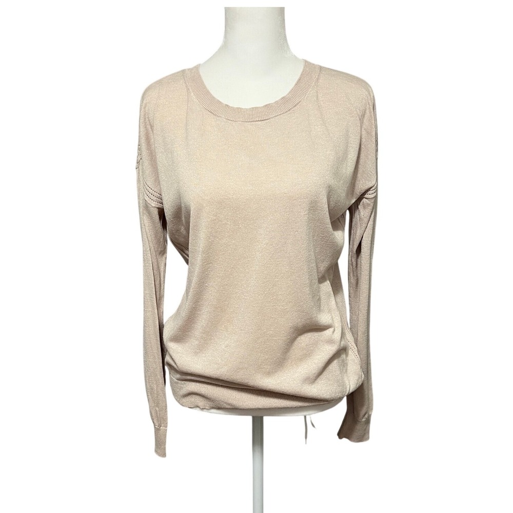 Banana Republic Beige Soft Silk Cotton‎ Blend Sweater Lightweight Crewneck Small